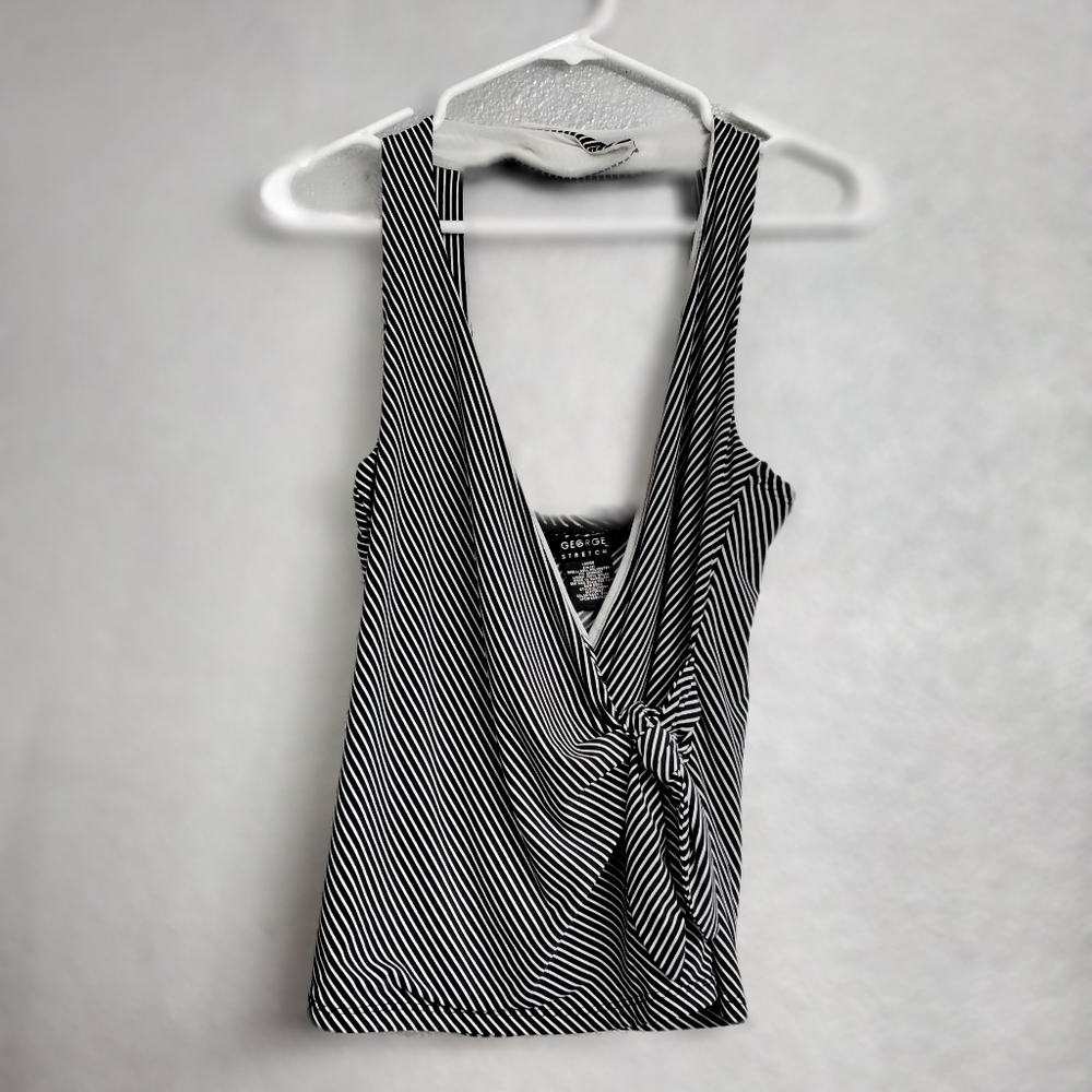 George Diagonally Striped Faux Wrap Halter Top Size S (4-6)